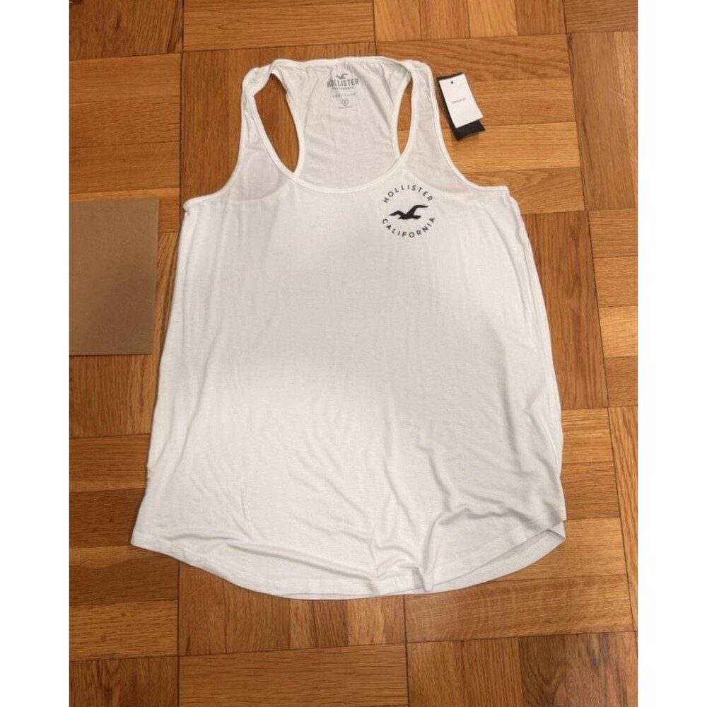 Hollister Easy Tank Women’s Small White Racerback Logo Tank Top NWT